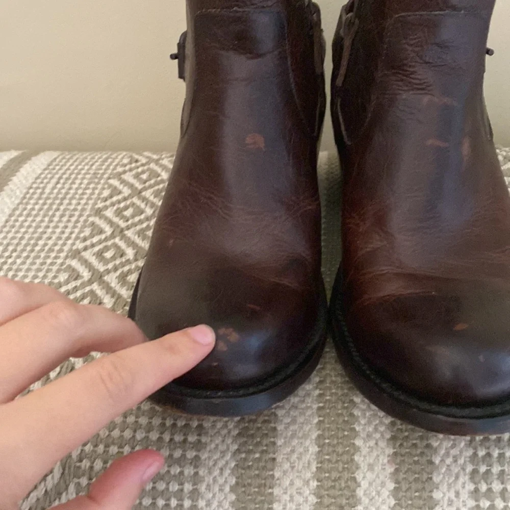 JB Dillion brown leather buckle ankle boots size 8 women’s rustic cowgirlcore